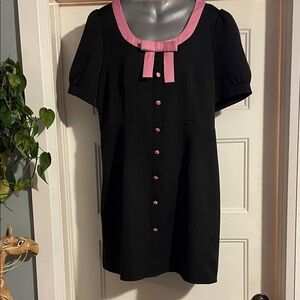 Cider Elegant Black Dress with Pink Accent